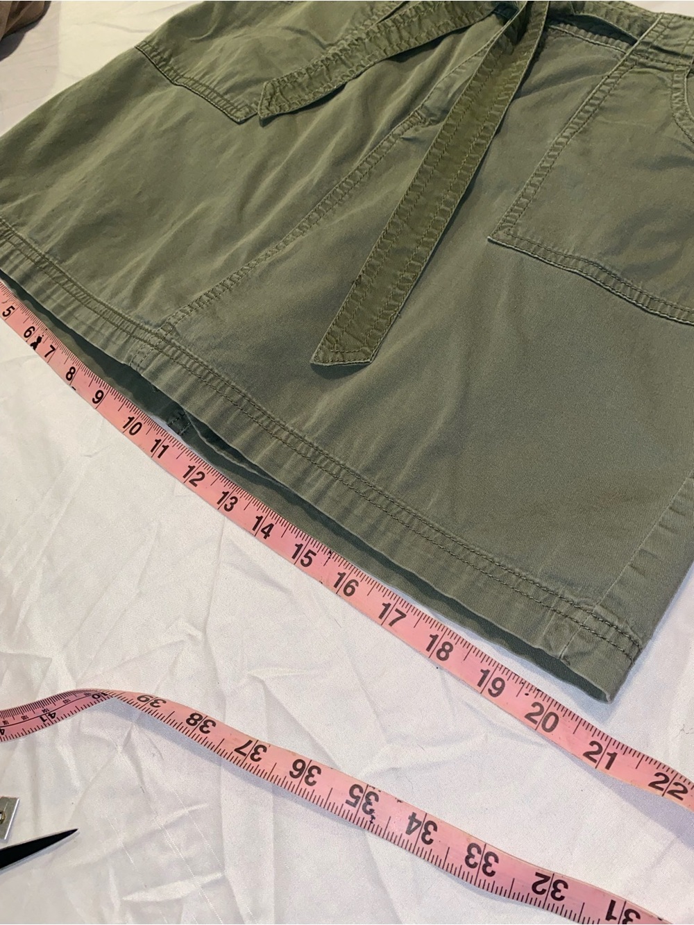 Y2K Vintage St. John's Bay Olive Utility Skirt Size 6 Cotton Blend Tie Waist - Picture 8 of 8
